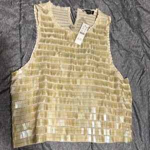 NWT J. Crew Crochet sequin tank top in natural